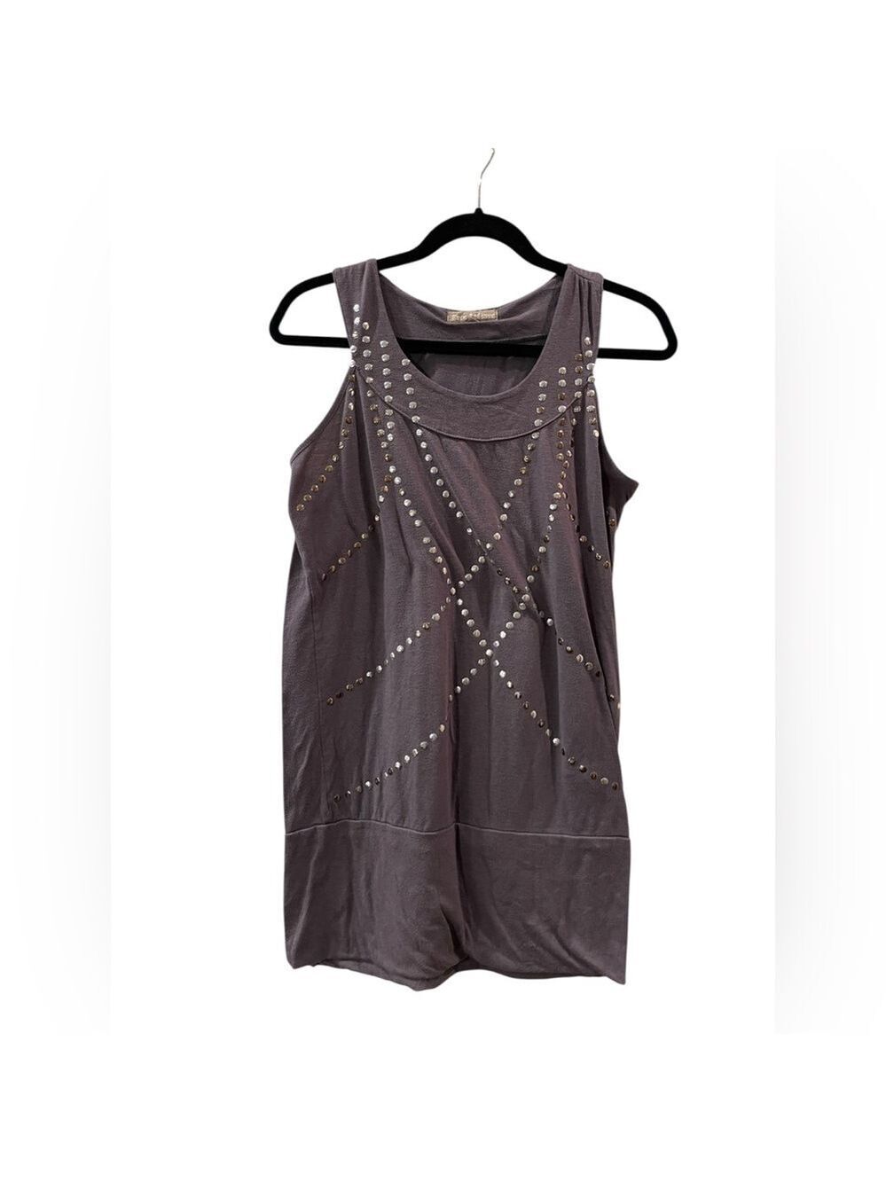 Free Culture Women’s Gray Sleeveless Tunic Top Silver-toned Studs Size: Large